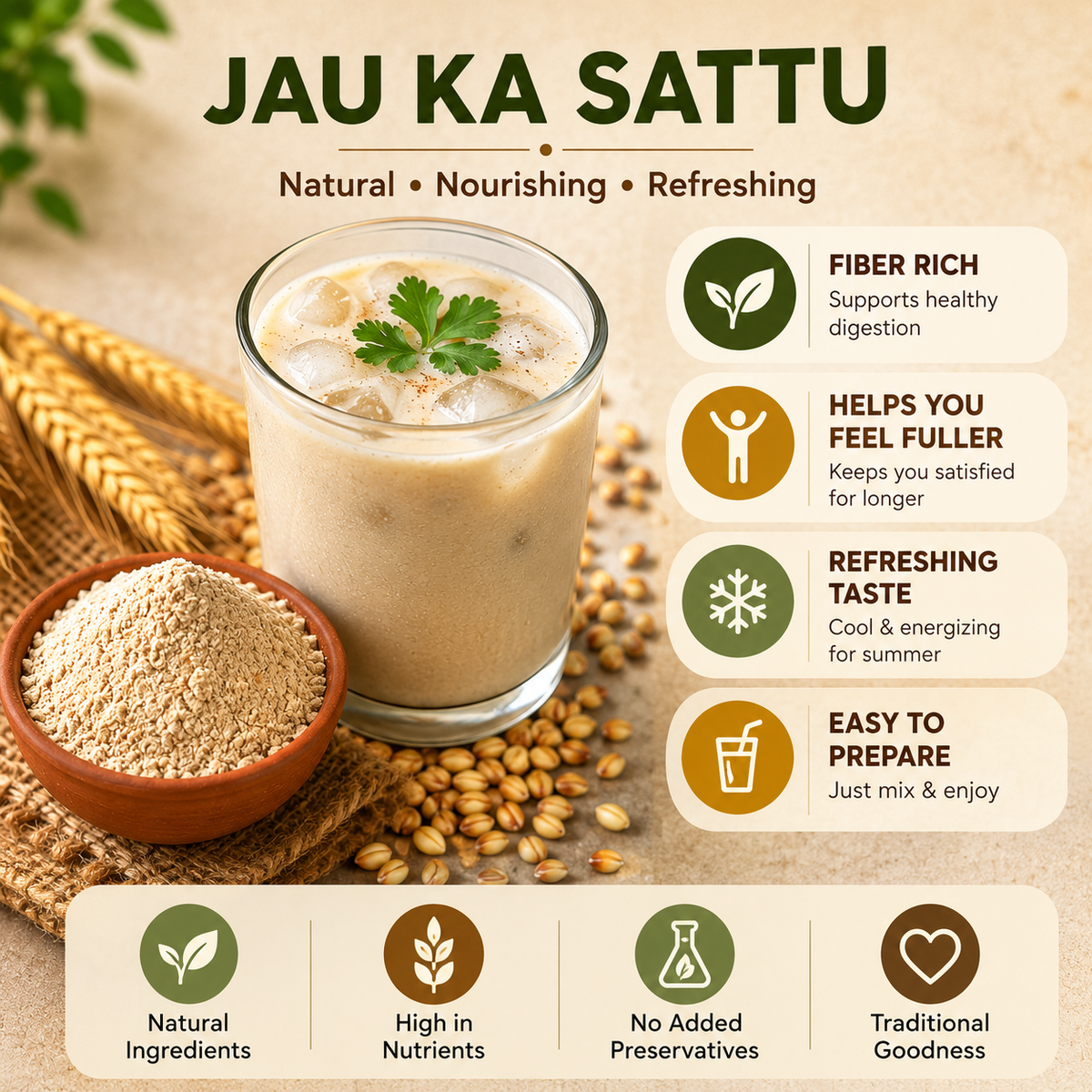 Barley sattu (jau sattu), 500 g pouch - alternate view