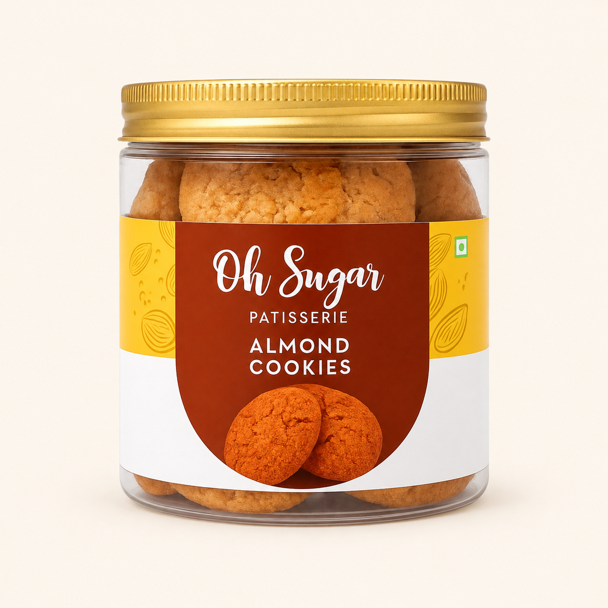 Almond Cookies original packaging on an off-white background