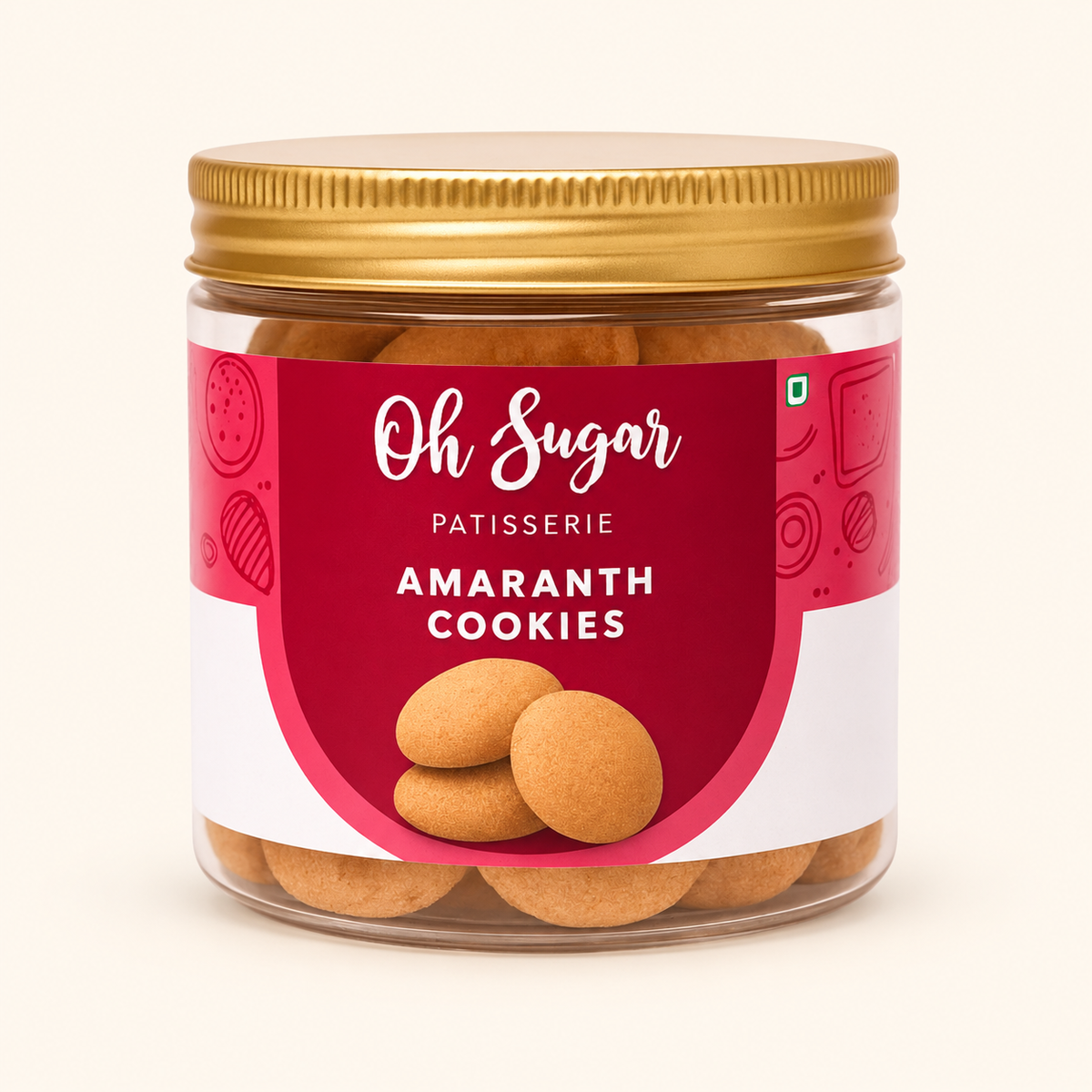 Amaranth Cookies original packaging on an off-white background