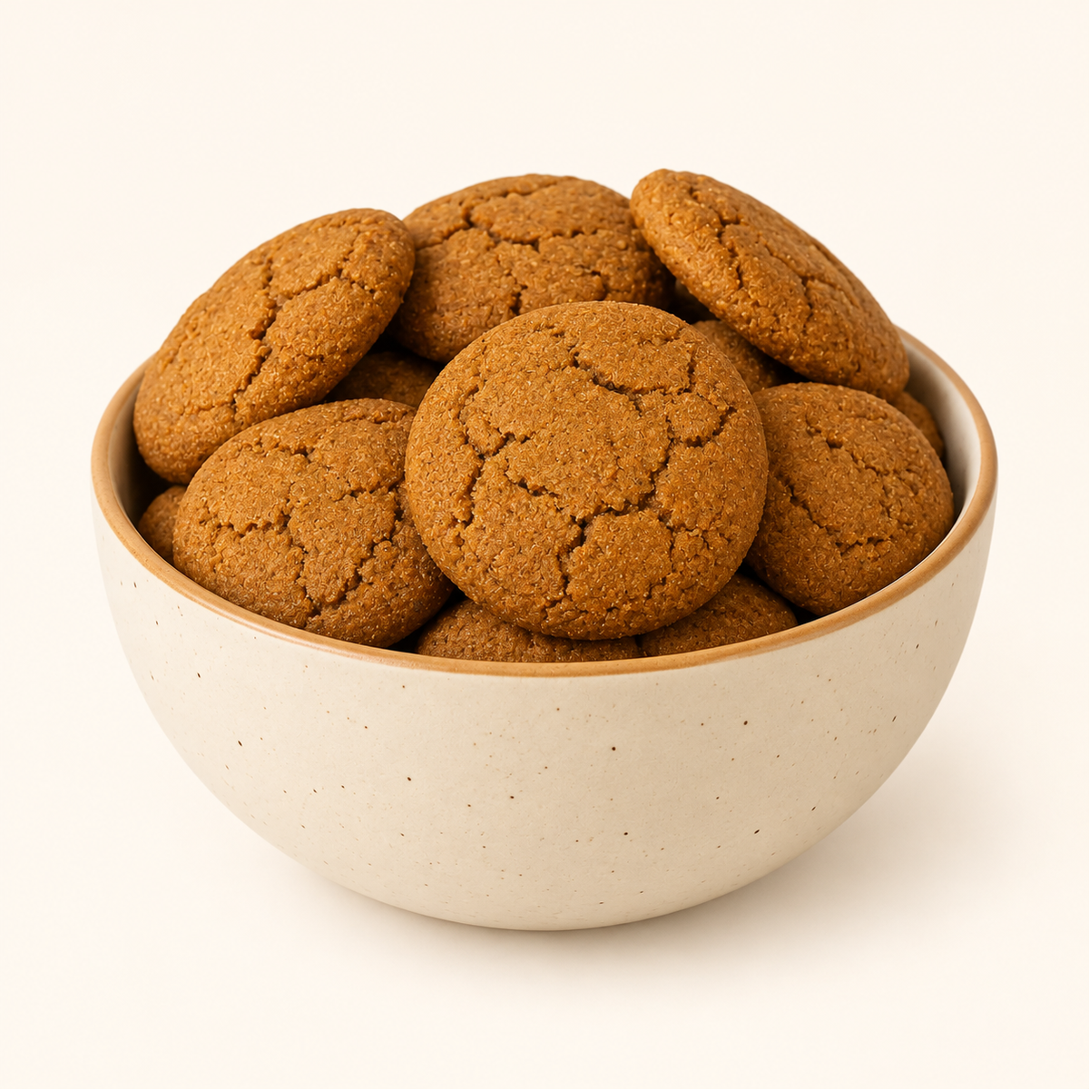 Bajra Jaggery Cookies in an ivory bowl on an off-white background