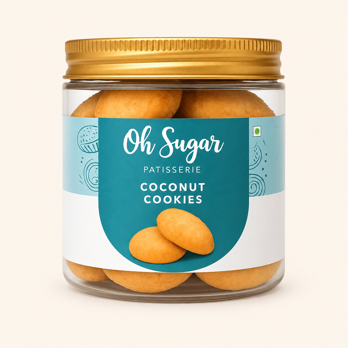 Coconut Cookies original packaging on an off-white background