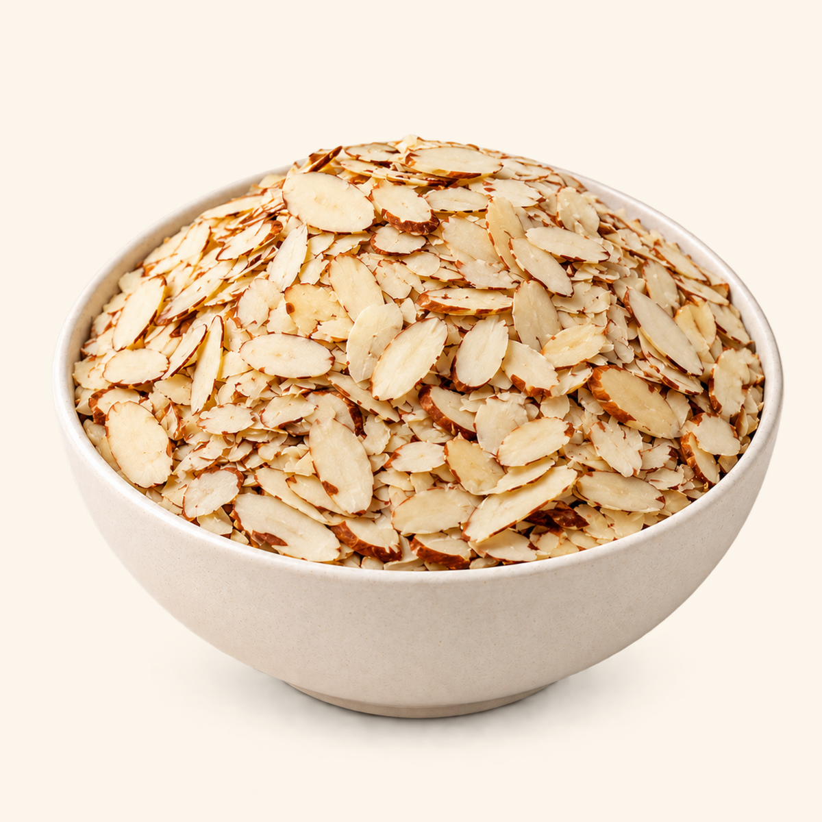 GovindJee Almond Flakes / Badam Cutting in a bowl on cream background