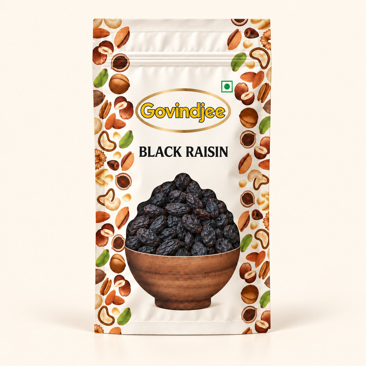 GovindJee Black Raisin packaging on off-white background