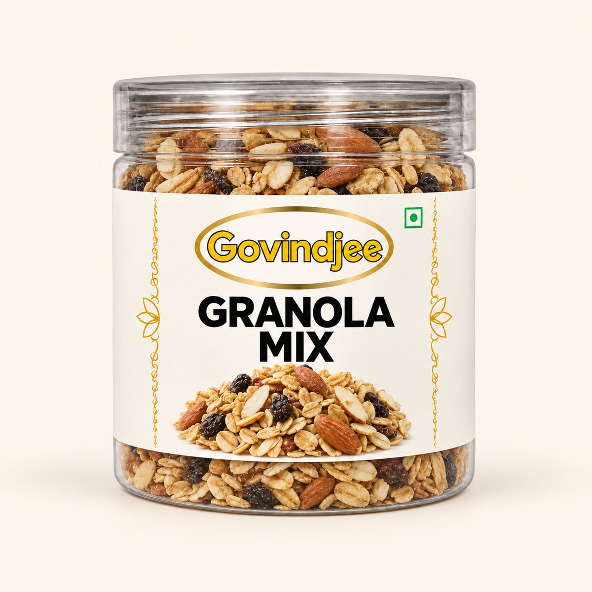 GovindJee Granola Mix packaging on off-white background