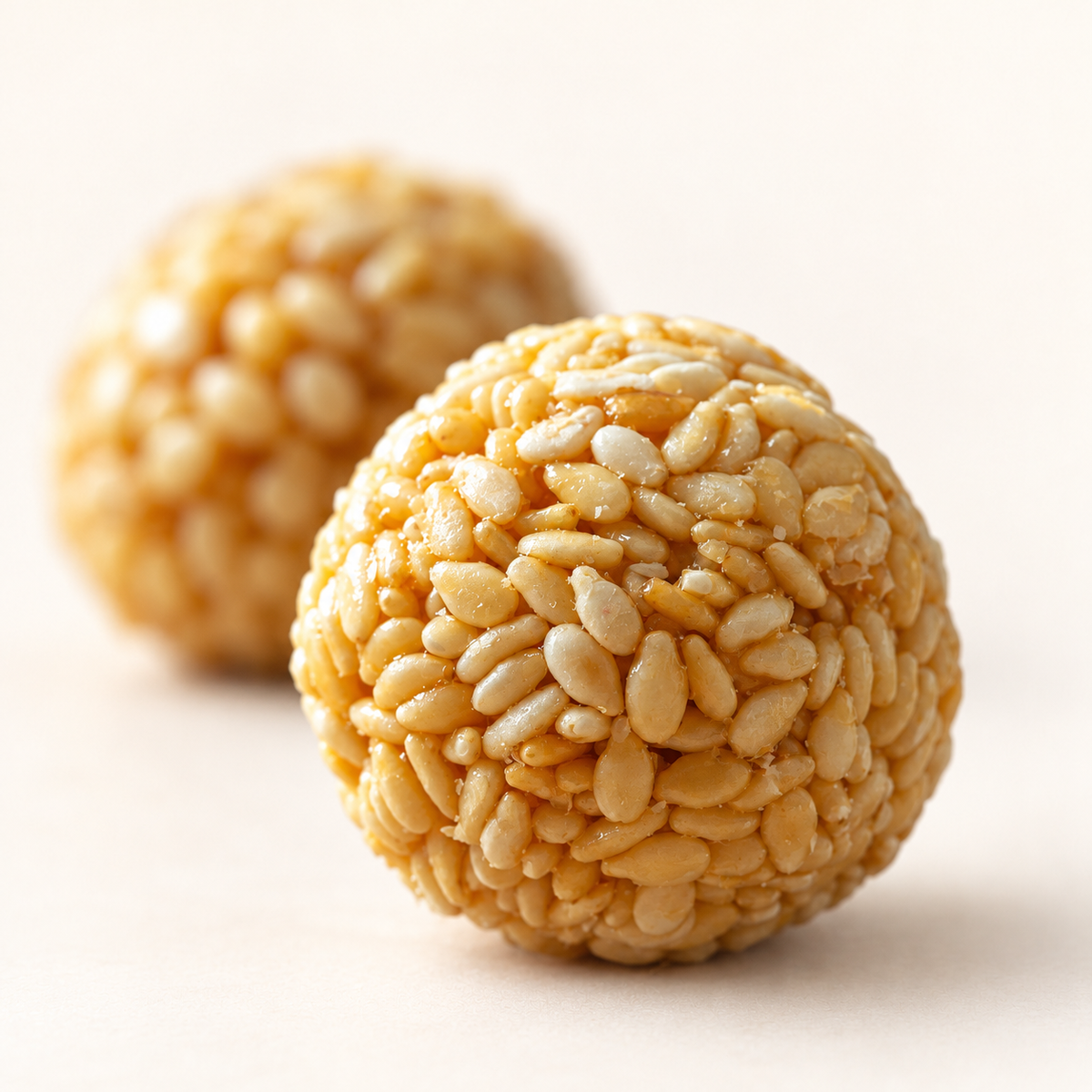GovindJee Mini Til Ladoo close-up on warm cream background