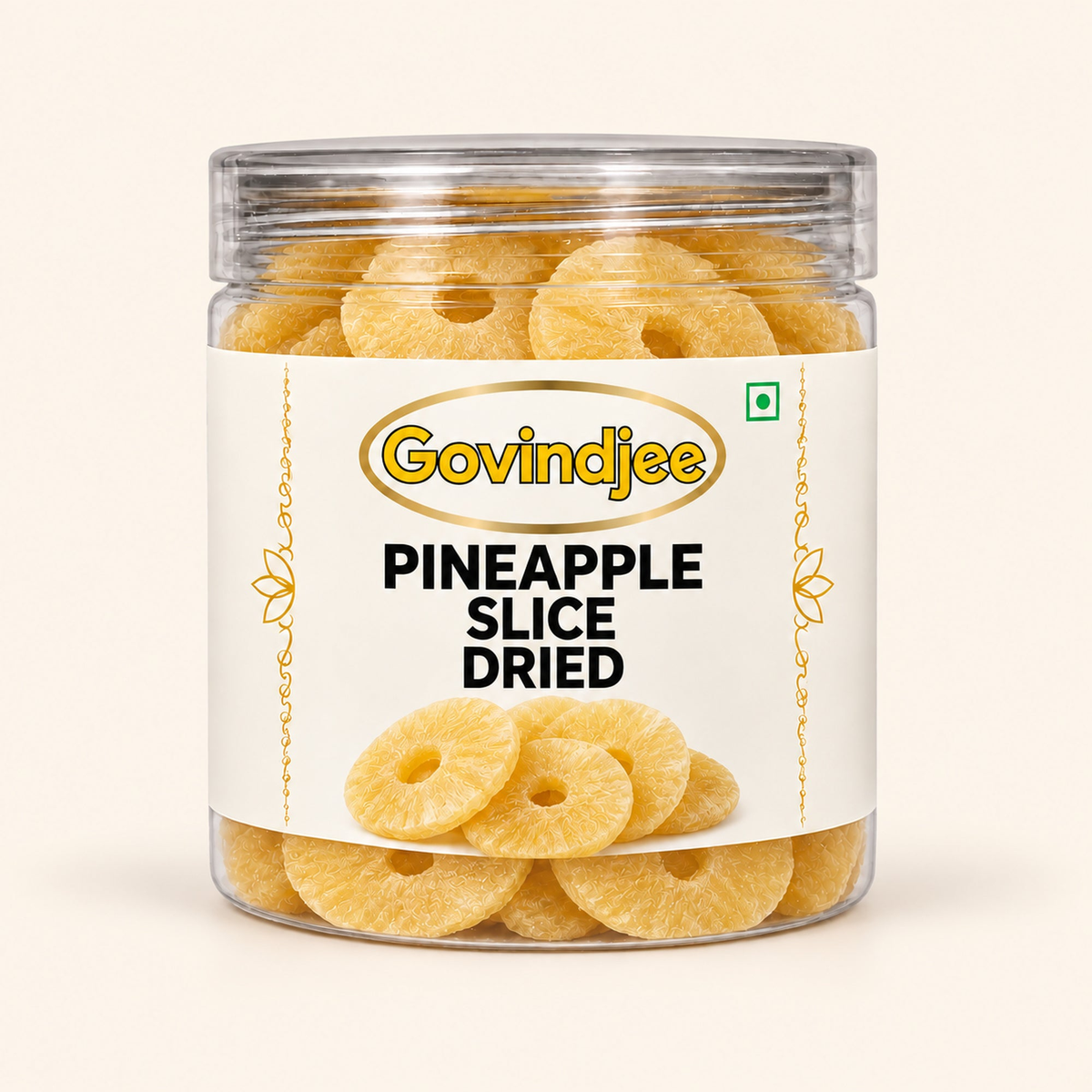 GovindJee Pineapple Slice Dried packaging on off-white background